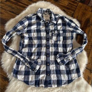 Abercrombie & Fitch Blue and White Checkered Button-Down Shirt